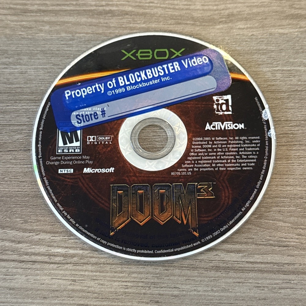 Doom 3 (Microsoft Xbox,‎ 2005) Disc ONLY